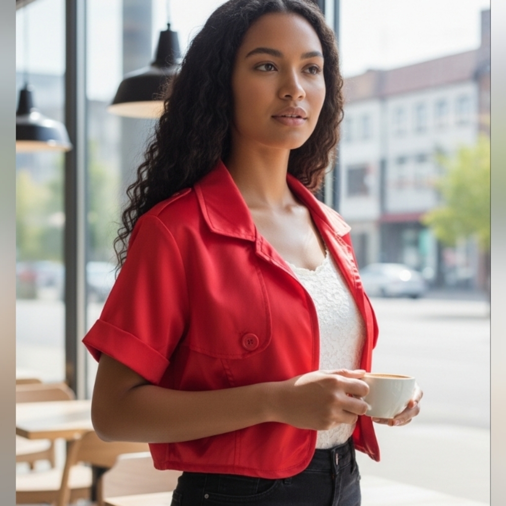 Last Kiss Satin Crop Jacket Size 1X